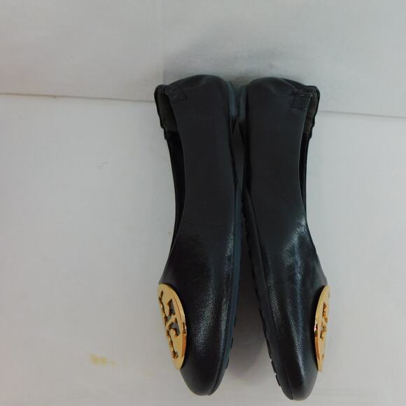 Tory Burch Women's Claise Ballet Goat Leather Black/Gold Shoes Size 7.5 New - Picture 7 of 10